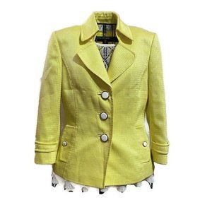 Tahari Bright Yellow Blazer Sz 4P Jacket Trendy